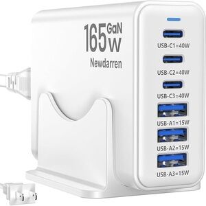 USB C Fast Charger Block, 6 Port Wall Charging Station Hub Adapter